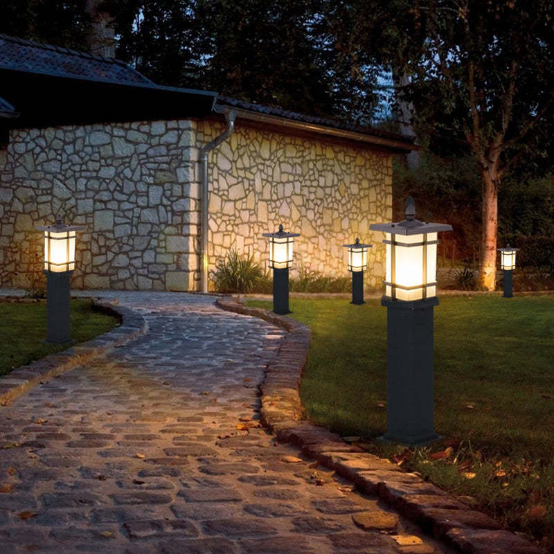Elegant Vintage Pavilion Black Light Post Retro Outdoor Pathway Lamp-Lighom