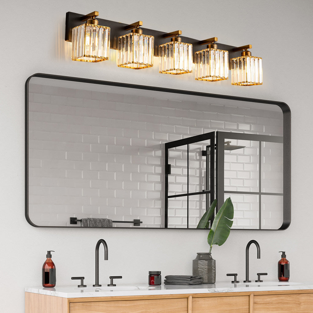 Modern american square black wall sconces — 5-Light