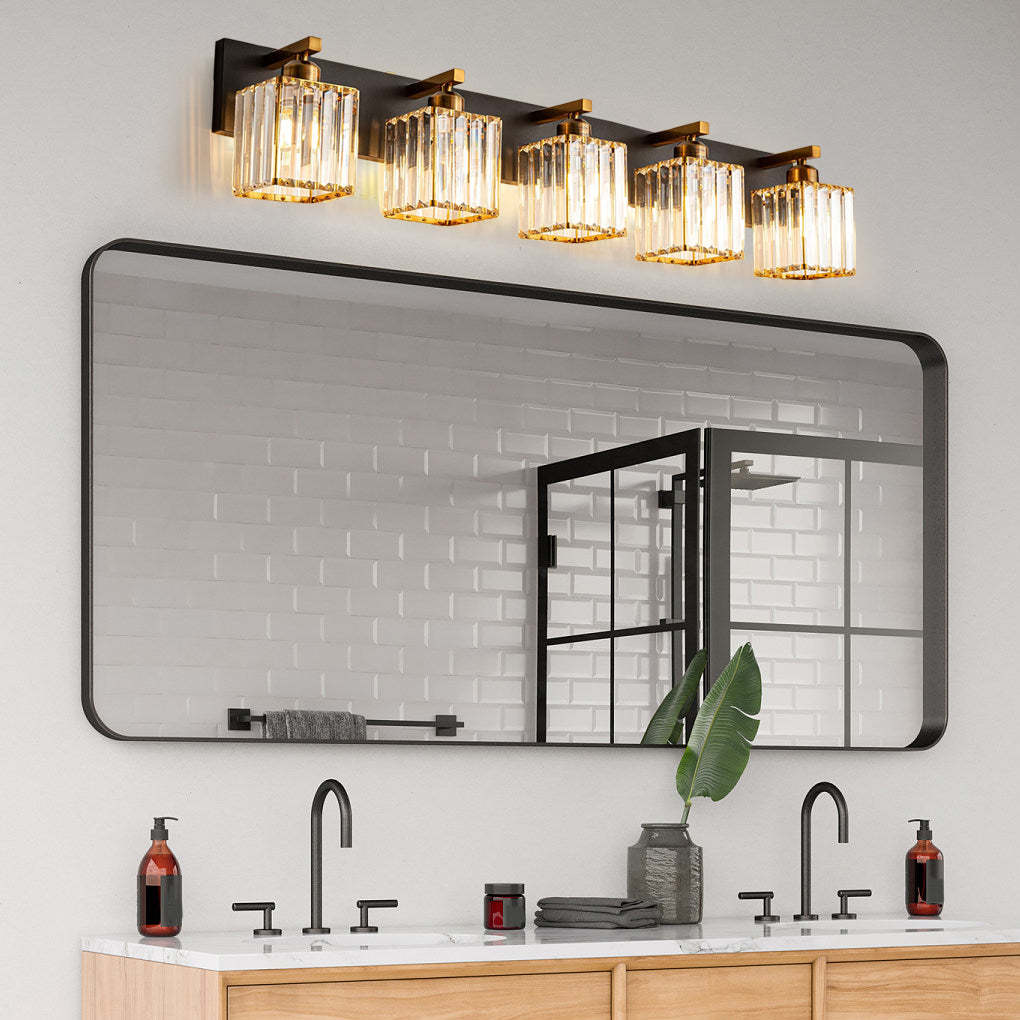 4/5 Square Crystal Luxury Electroplated Metal American Style Wall Lamp-Lighom