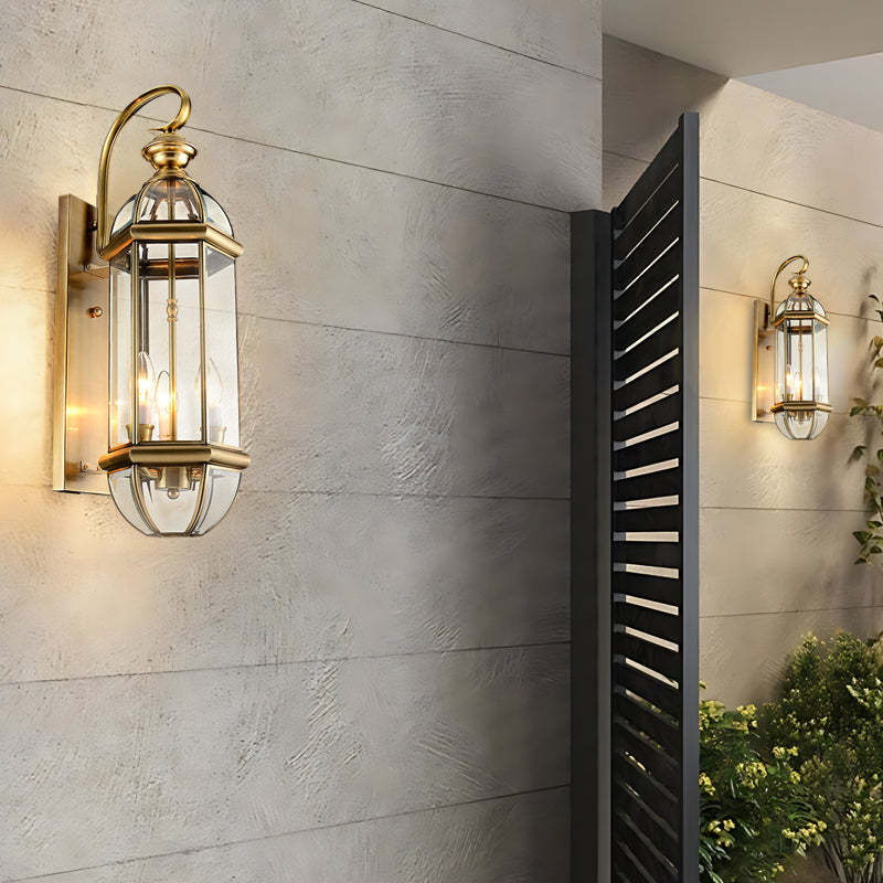 Retro Copper Glass European Outdoor Wall Light