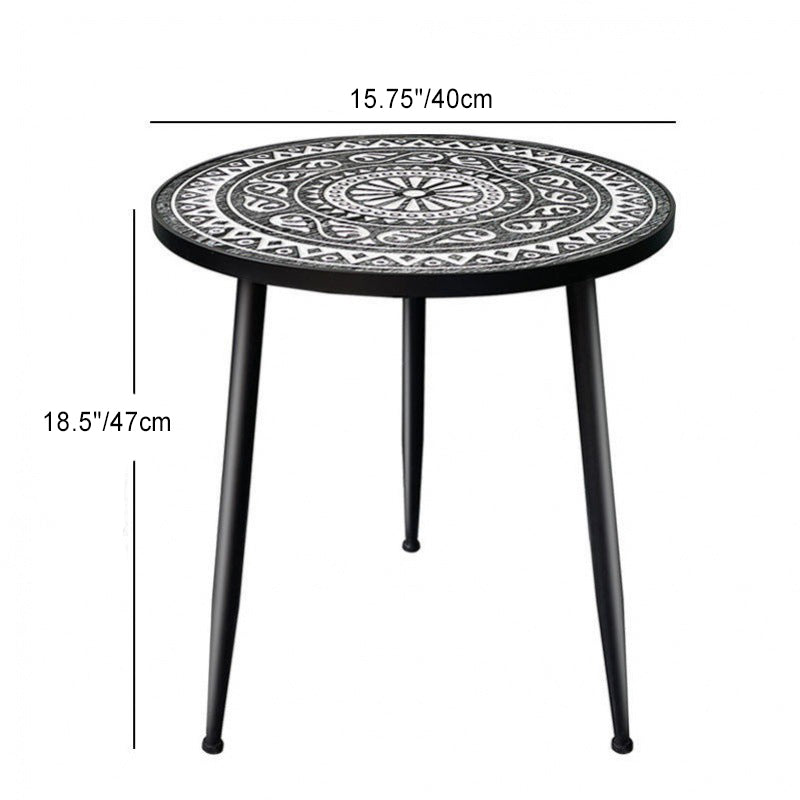 Contemporary Patterned Wood Iron Coffee Table — Wood Color