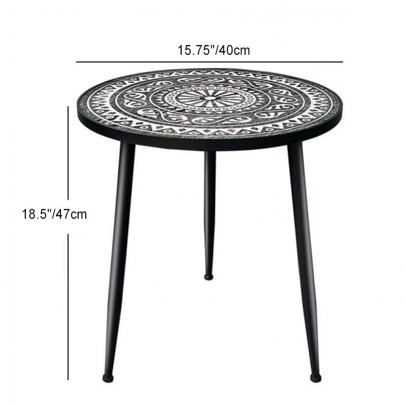 Contemporary Patterned Wood Iron Coffee Table — Wood Color