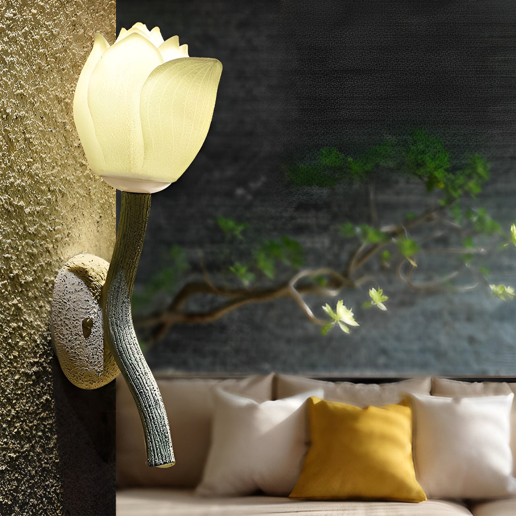 Lotus Flower Blue Pink White Decor Personalized Retro Wall Lights Fixture-Lighom