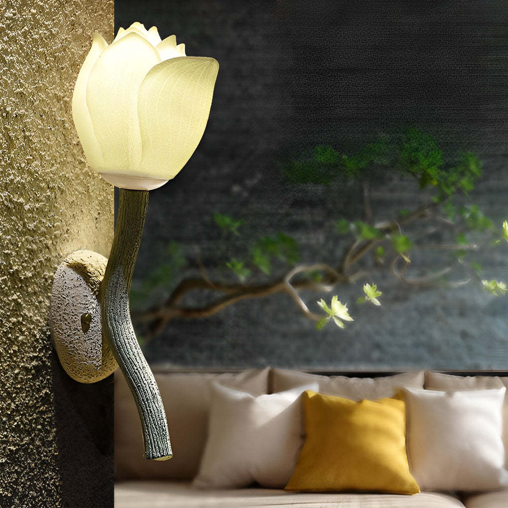 Lotus Flower Blue Pink White Decor Personalized Retro Wall Lights Fixture-Lighom