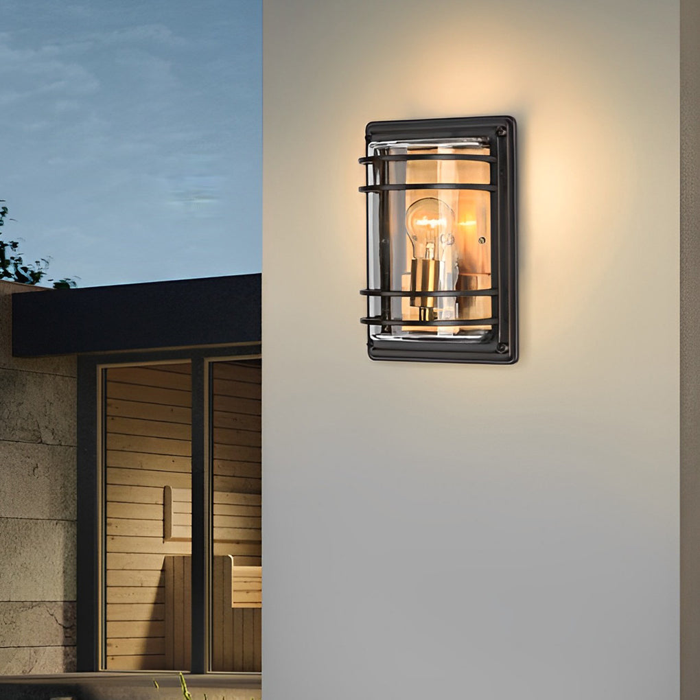 Vintage Aluminum Brown Glass Waterproof Modern Outdoor Wall Light-Lighom