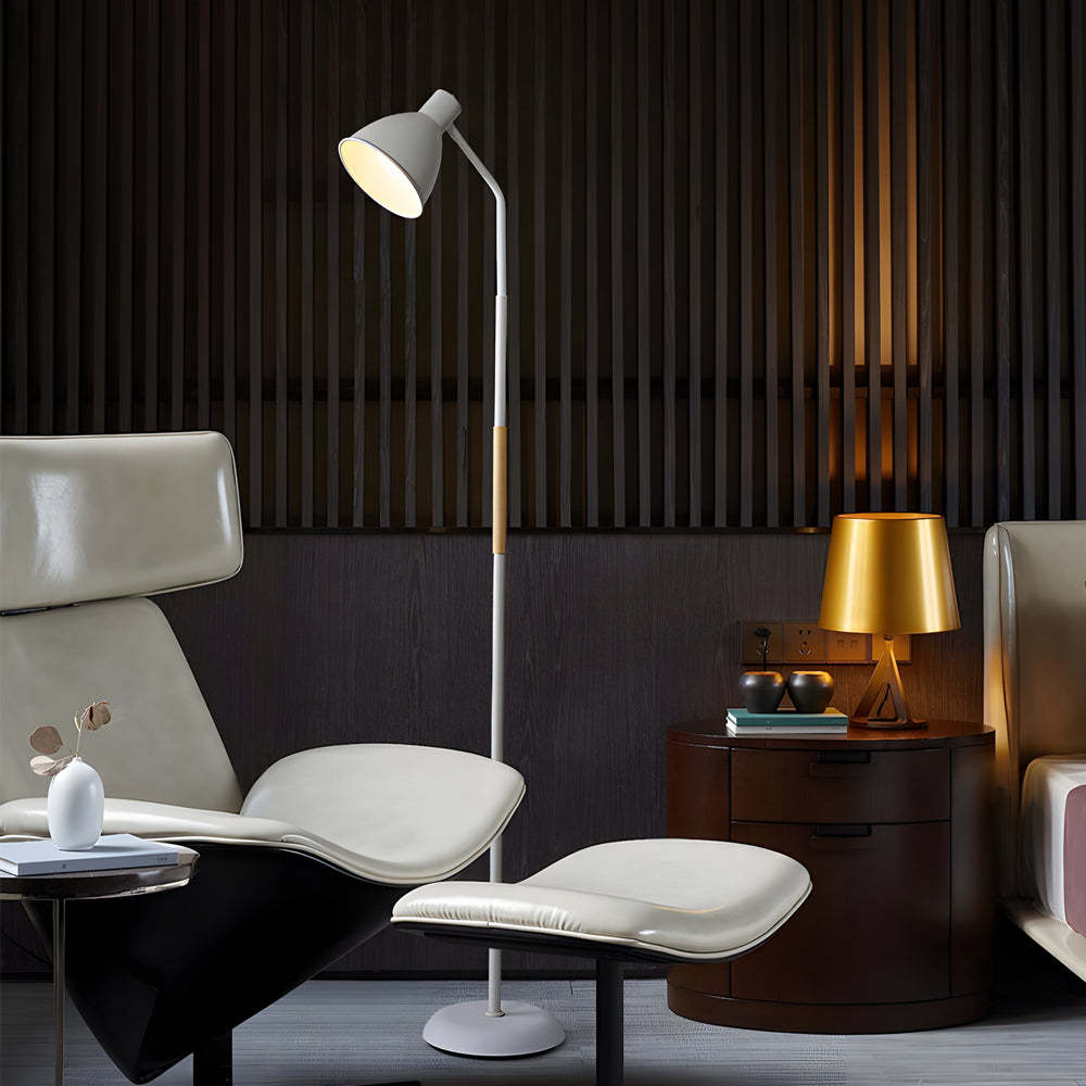 59" Wood Metal Arc LED Task Floor Lamp