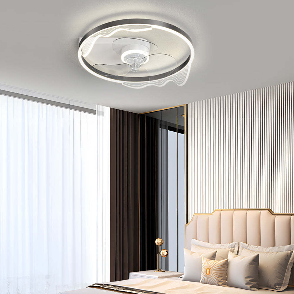 Round Acrylic Waves LED 3-Step Dimming Ceiling Fan Lamp
