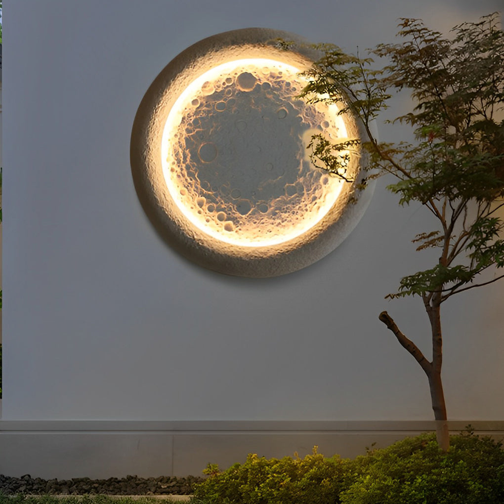 Craters moon metal outdoor wall lighting for garden — Gray