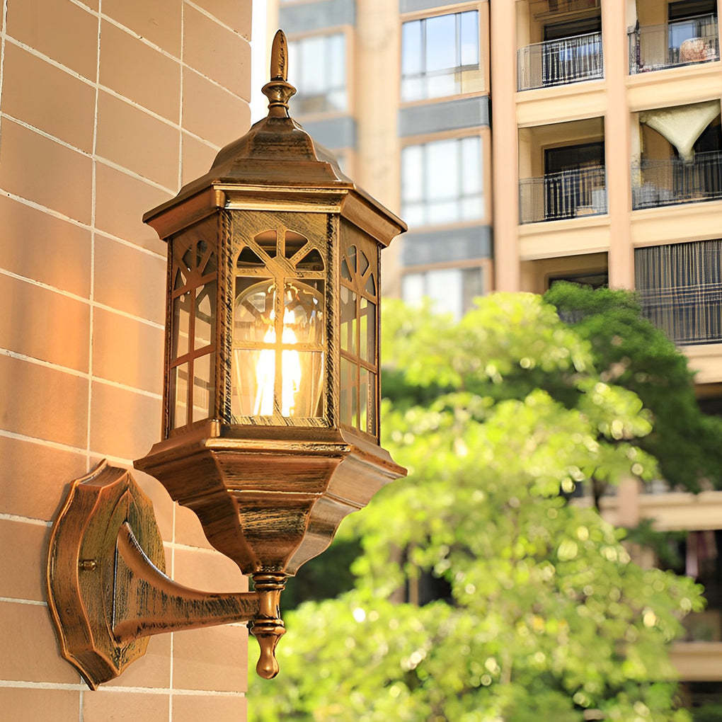 Waterproof LED Glass European-style Outdoor Wall Lamp Plug in Wall Sconce Lighting-Lighom