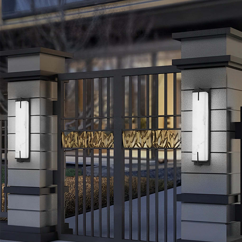 Resin Rectangular Waterproof LED Black Modern Outdoor Sconce Lighting-Lighom