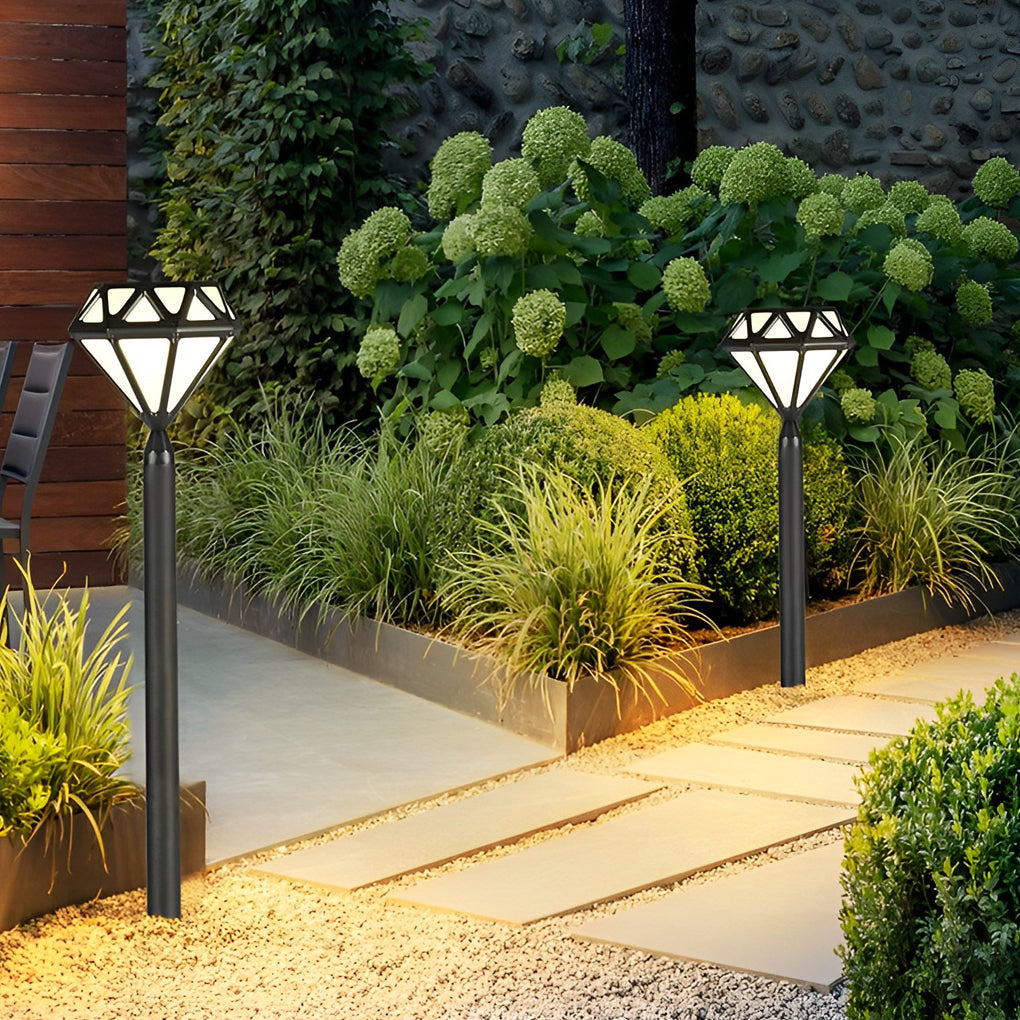 Modern geometric lawn black landscape lighting — 31"