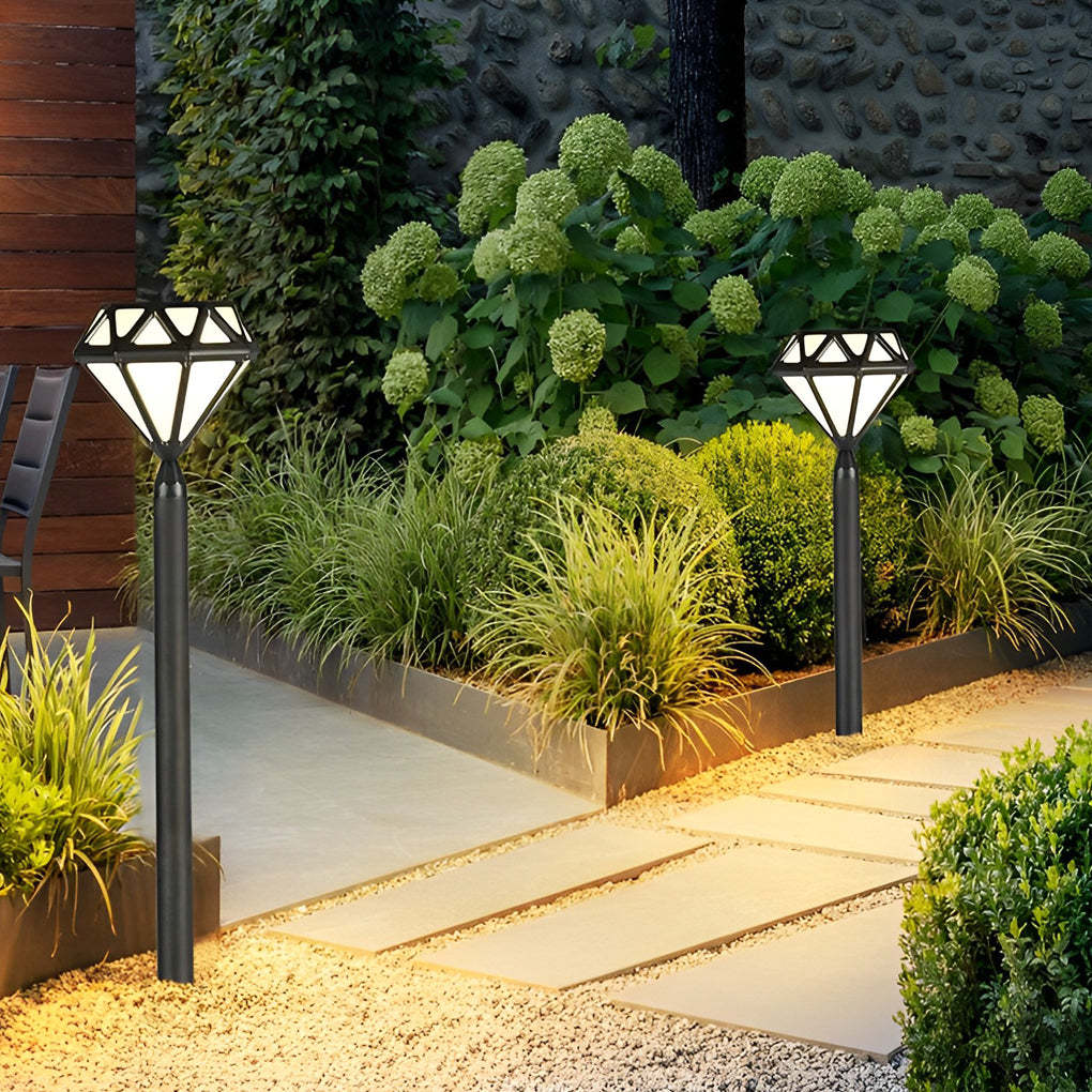 Geometric Waterproof LED Intelligent Stable Black Modern Lawn Lamp-Lighom