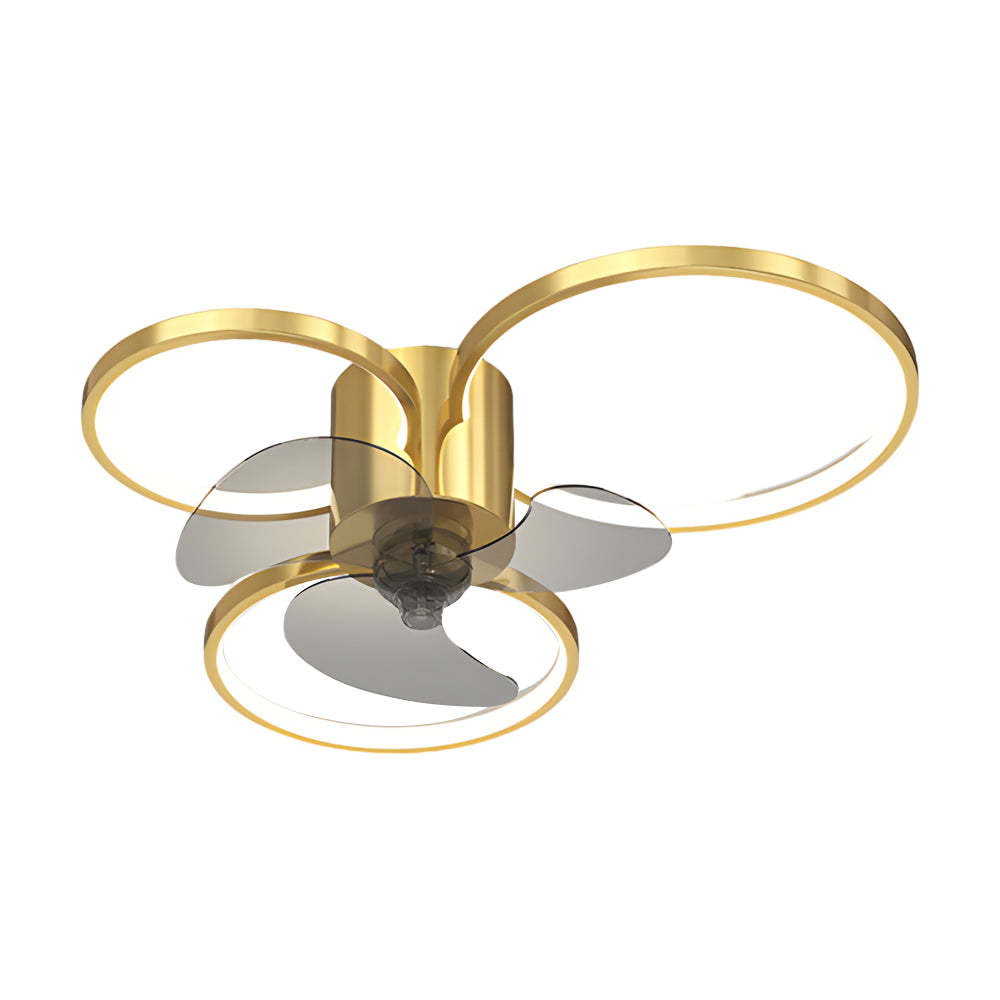 Square Round Rings Three Step Dimming LED Silent Modern Ceiling Fans Lamp-Lighom