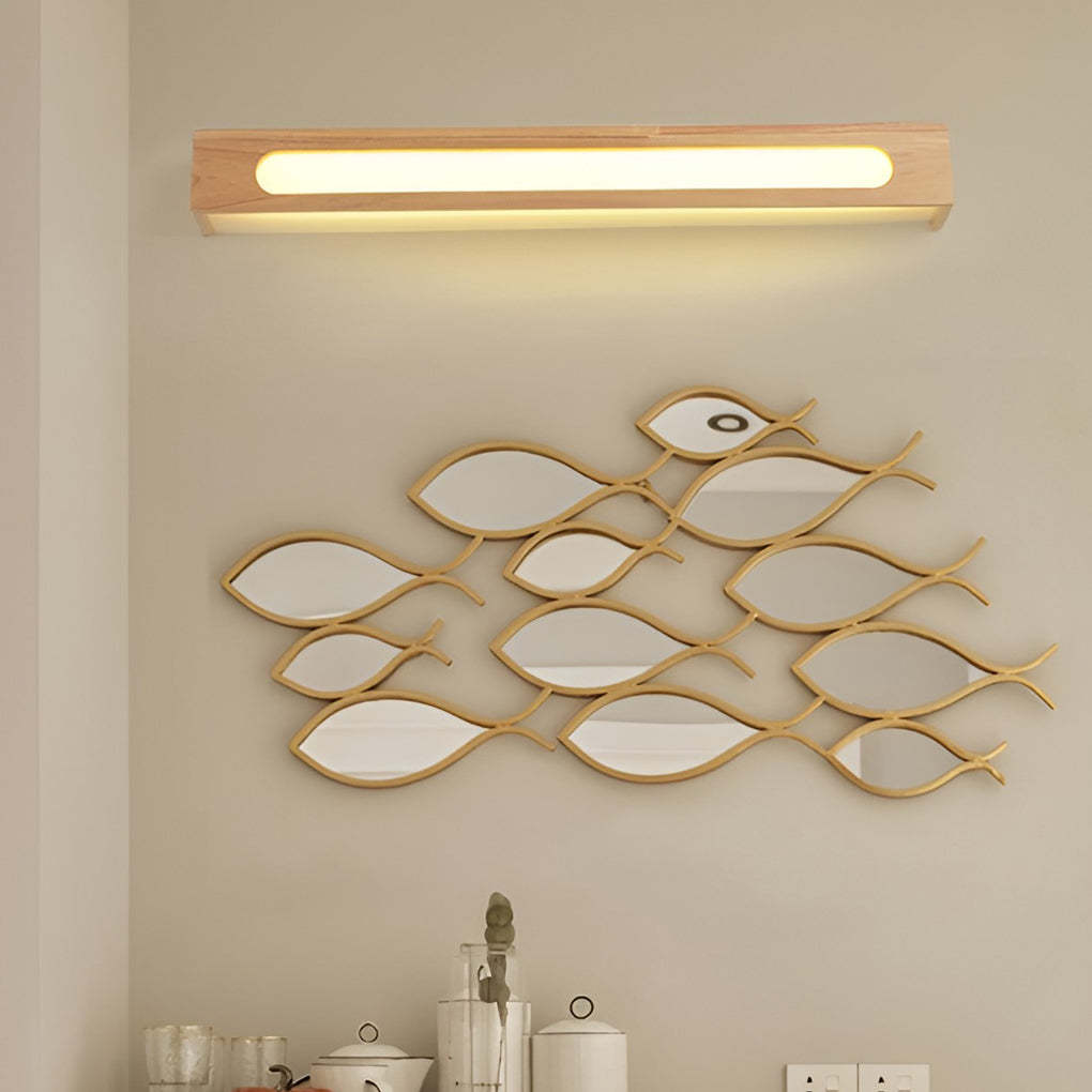 Rectangular Wood Waterproof LED Nordic Wall Lamp Mirror Light Sconces-Lighom