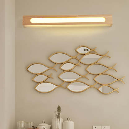 Rectangular Wood Waterproof LED Nordic Wall Lamp Mirror Light Sconces-Lighom