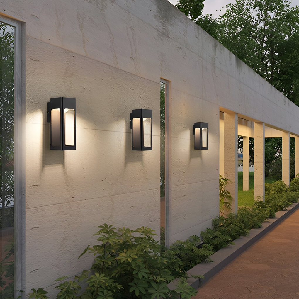 Rectangular IP65 Waterproof 12W LED Black Modern Outdoor Wall Lamp Sconces-Lighom