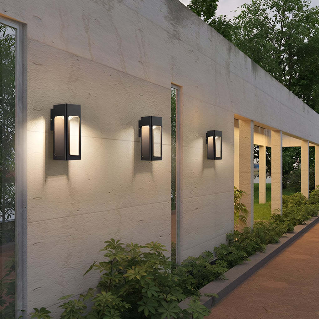 Rectangular IP65 Waterproof 12W LED Black Modern Outdoor Wall Lamp Sconces-Lighom