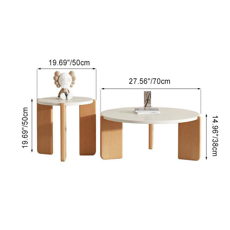 Contemporary Rock Beam Three-Leg Wood Coffee Table