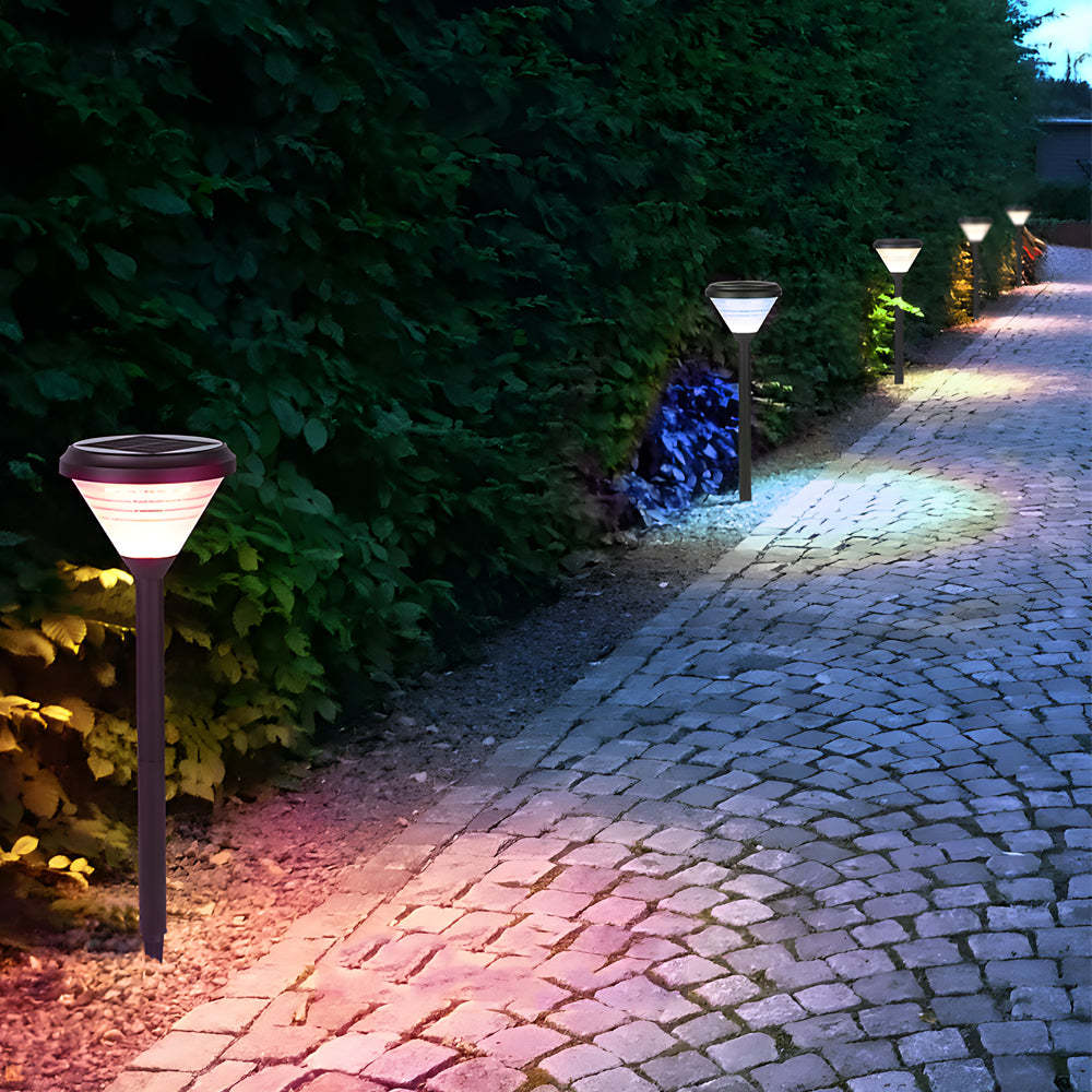 27.6-Inch H Black LED Solar Pathway Landscape Lights-Lighom