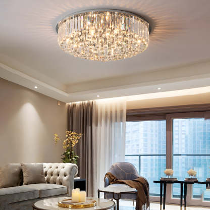 Round Dimmable Modern Crystal Ceiling Light