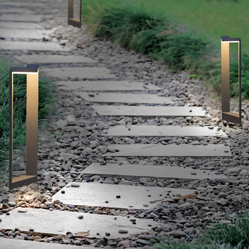 Black metal linear 12w landscape lighting - industrial — 9" L x 6" W x 24" H