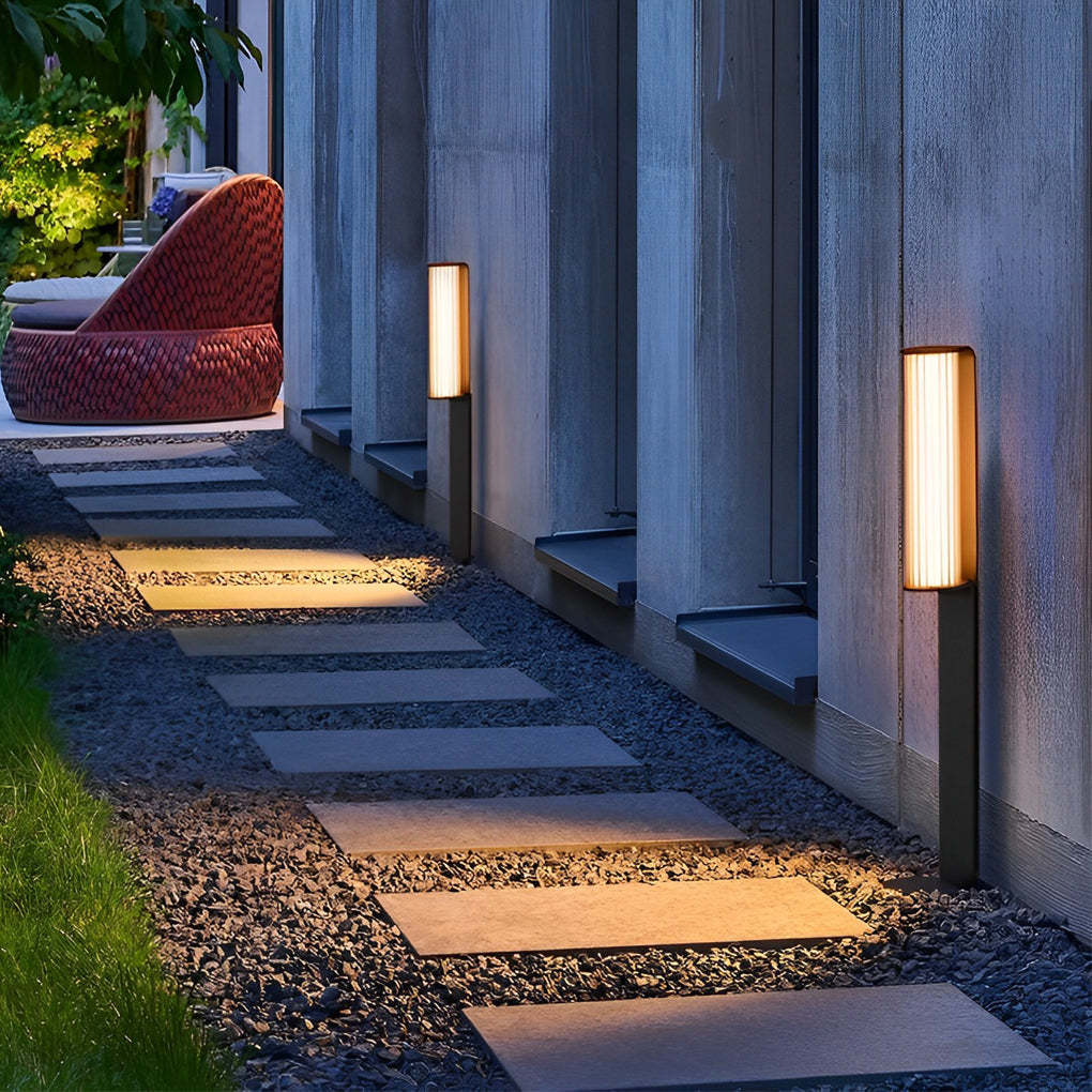 Simple Outdoor Waterproof LED Black Modern Pathway Lights Lawn Lamp-Lighom