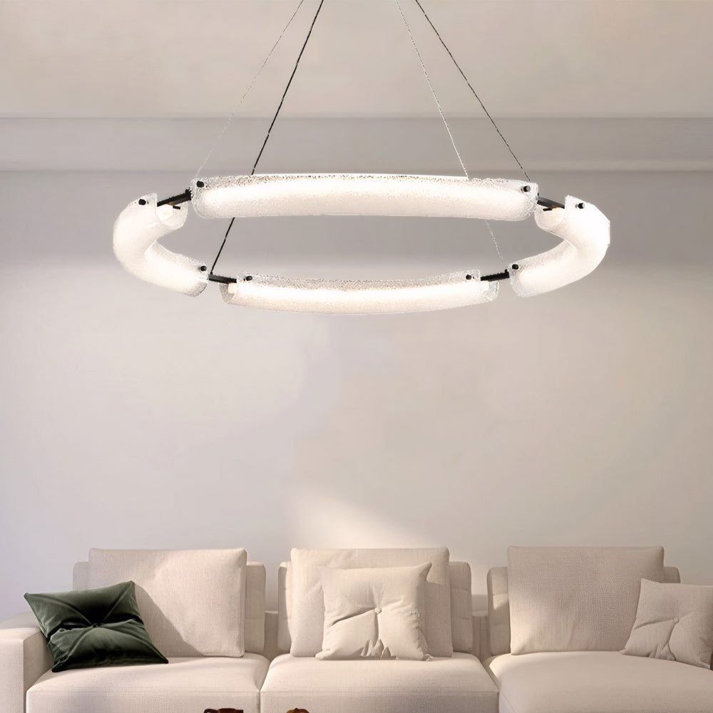 LED Frosted Water Glass Ring Chandelier — 33.9'' / Neutral White Light