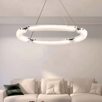 LED Frosted Water Glass Ring Chandelier — 33.9'' / Neutral White Light