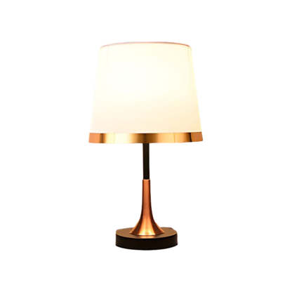 Vintage White/Black and Mid-Century Modern Brass Table Lamp-Lighom