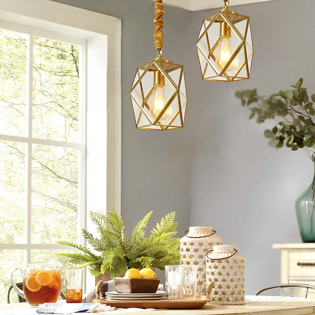 Retro Glass Copper Industrial Mini Chandelier