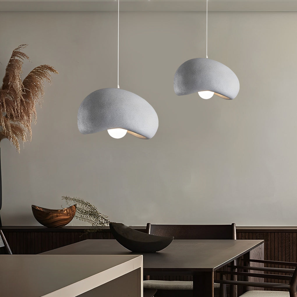 Gray synthetic semicircle cloud pendant lighting - modern — 12" L x 11" W x 8" H