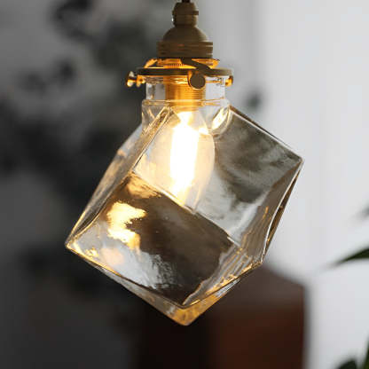 Square Transparent Glass Modern Kitchen Island Pendant