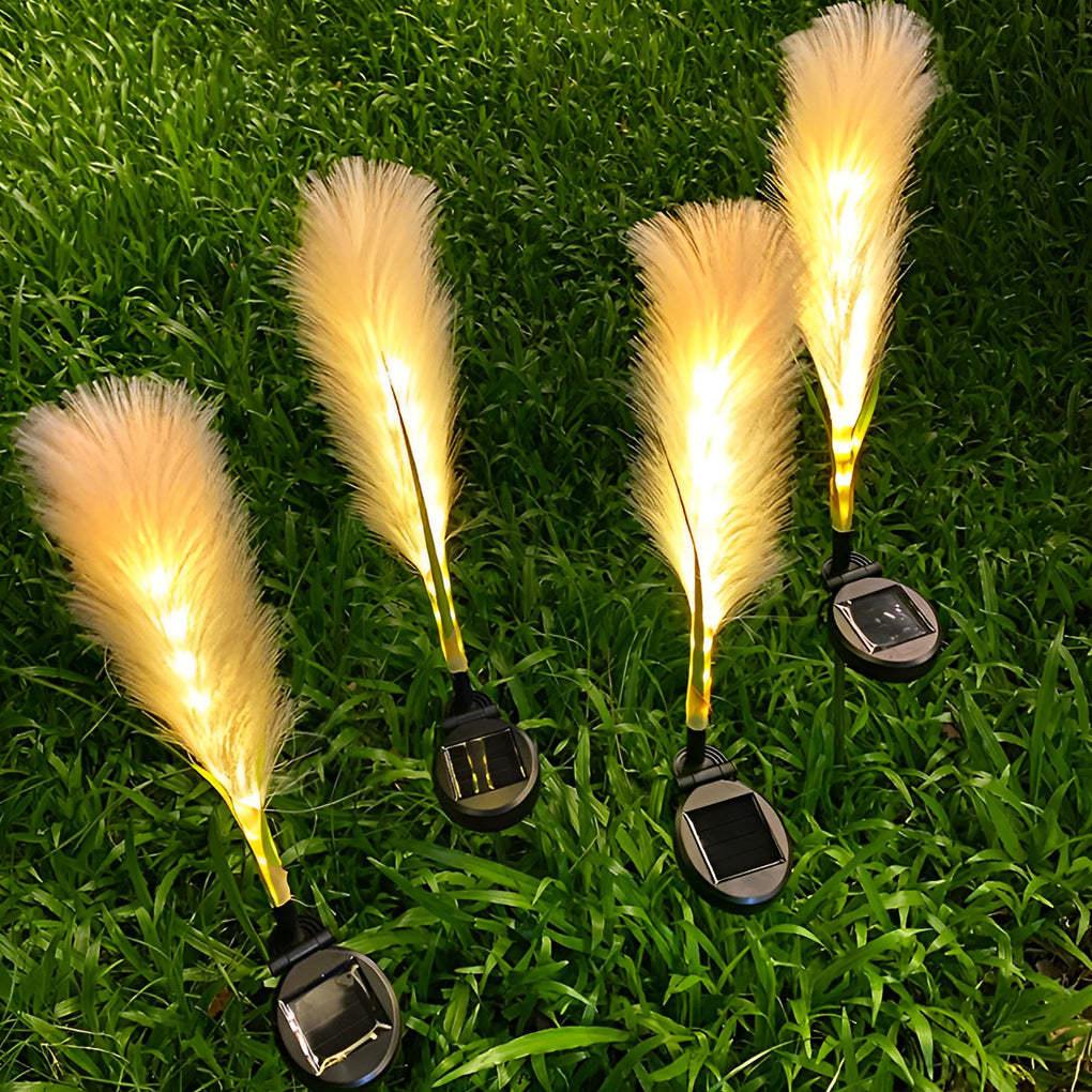 2PCS Creative Hairy Reed Decor LED Intelligent Modern Solar Lawn Lamp-Lighom