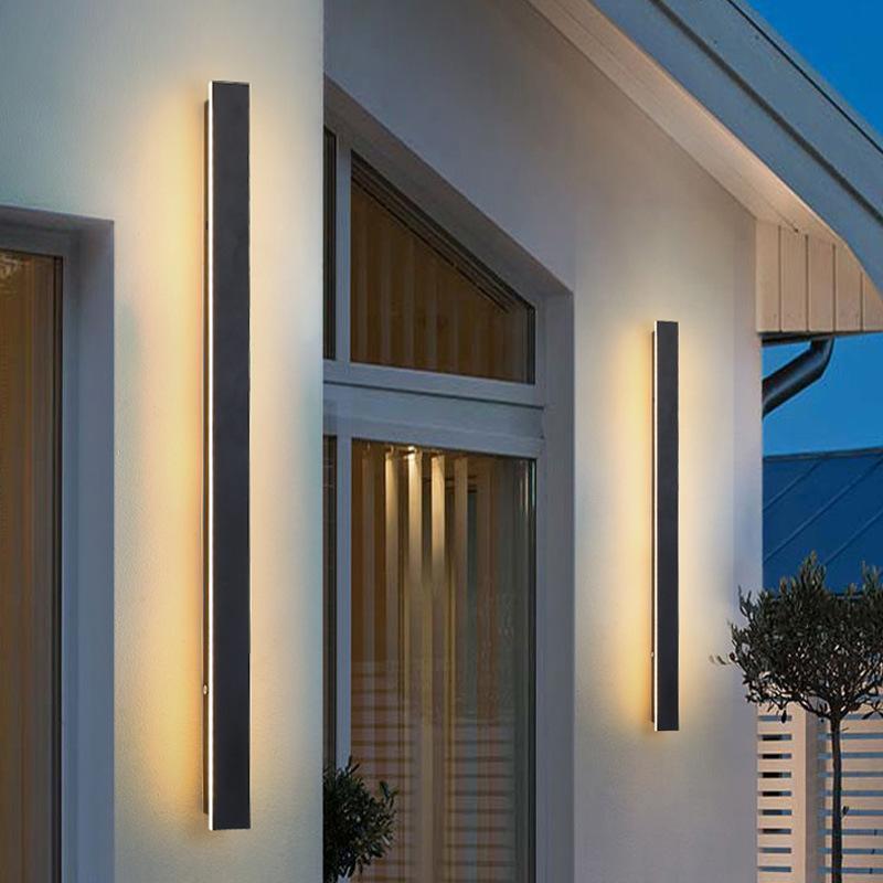 Black Long Strip Sconce Light Wall Lights Outdoor LED Lighting-Lighom