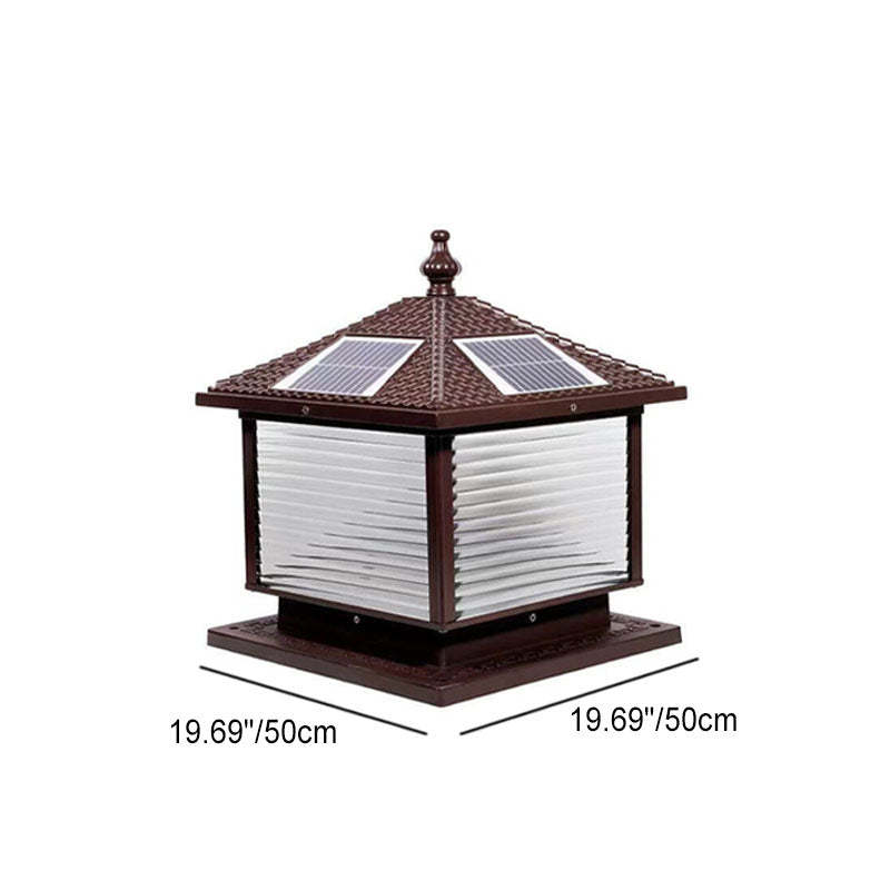 Retro Square Die-Cast Aluminum Glass Solar Column Light