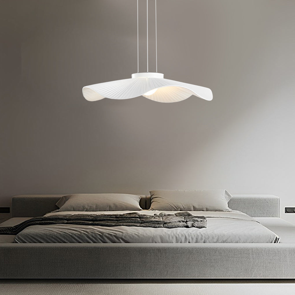 Pleated Fabric Flower Hat Dimmable Modern Ceiling Light — Semi-Flush Mount Light