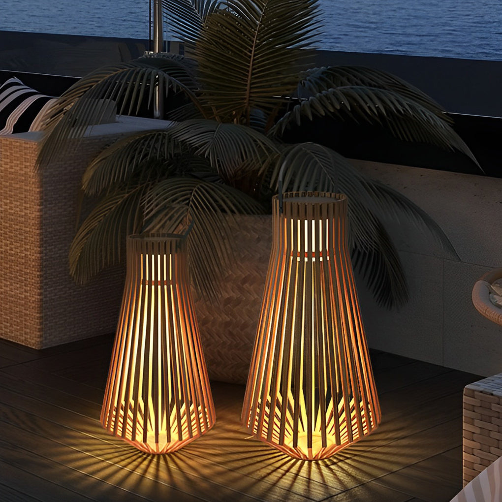 Lighom leather brown outdoor lanterns & lamps in wood — Battery