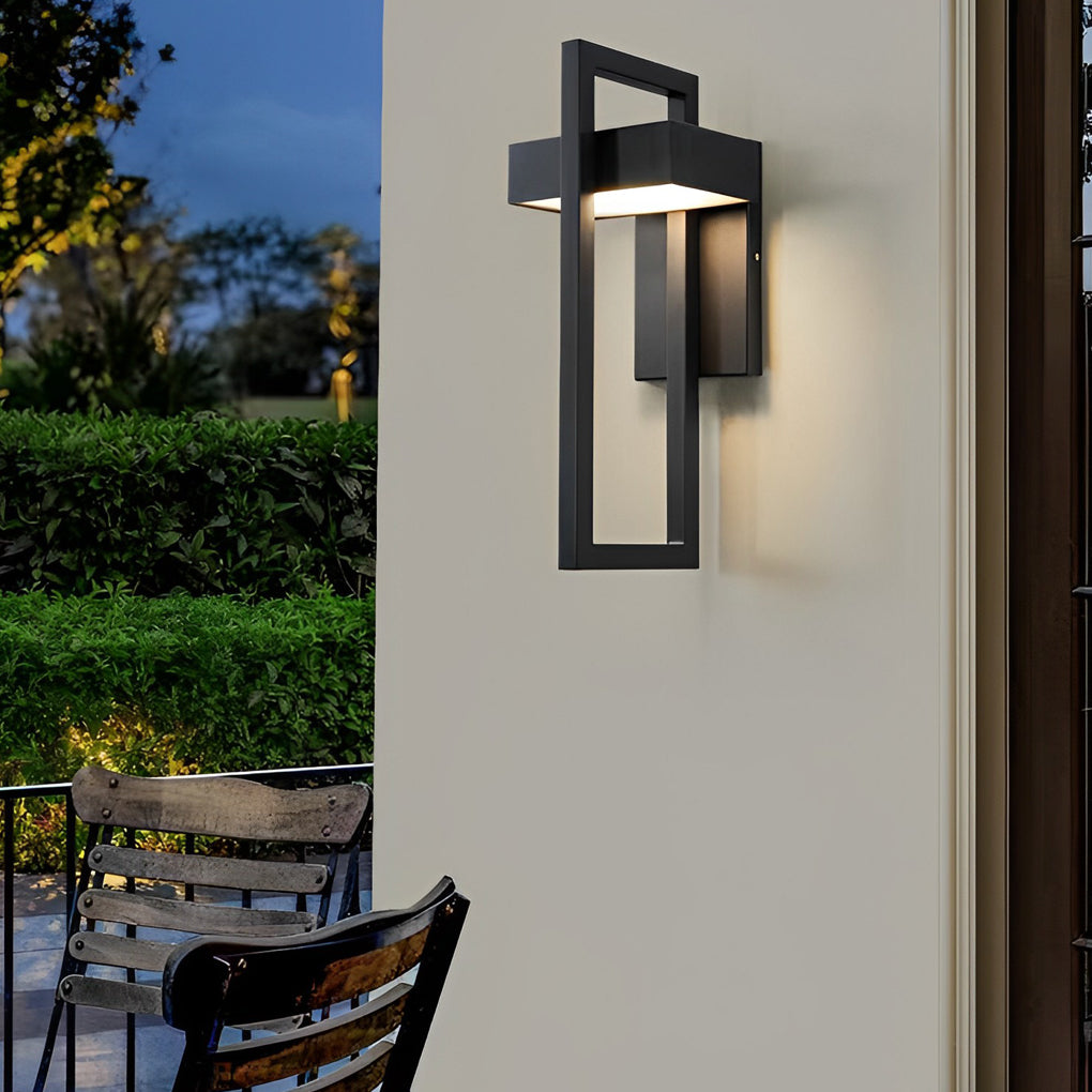 Rectangular Minimalist LED Waterproof Black Modern Outdoor Wall Lamp-Lighom