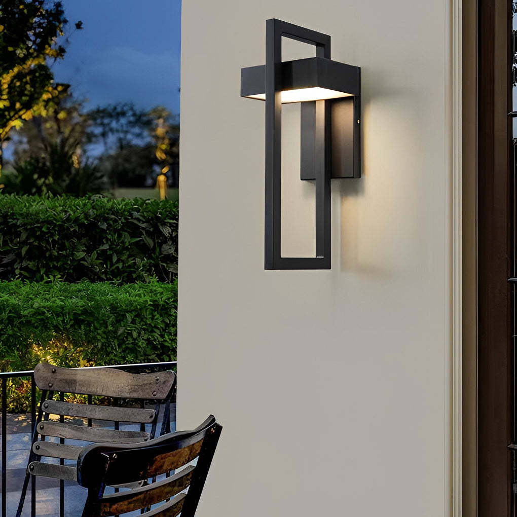 Rectangular Minimalist LED Waterproof Black Modern Outdoor Wall Lamp-Lighom