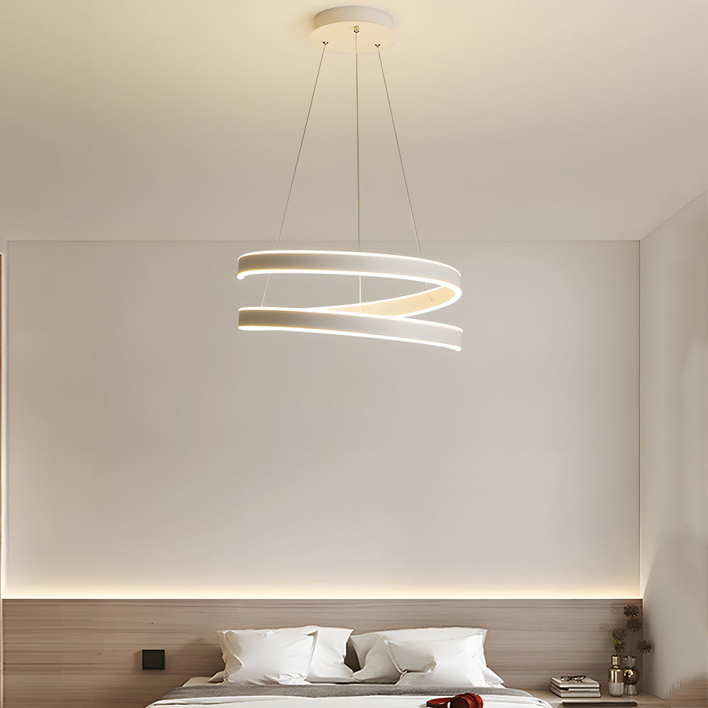 Matte White Twisted Dimmable LED Ring Pendant Lamp