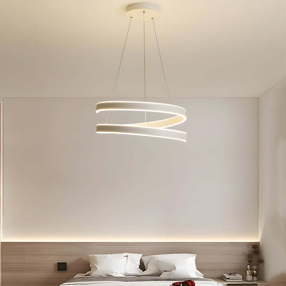 Matte White Twisted Dimmable LED Ring Pendant Lamp