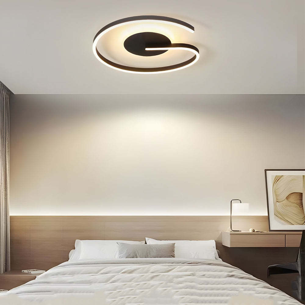 White/Black Open Ring LED Bedroom Flush Mount Ceiling Light — 15.7'' / White / Warm Light