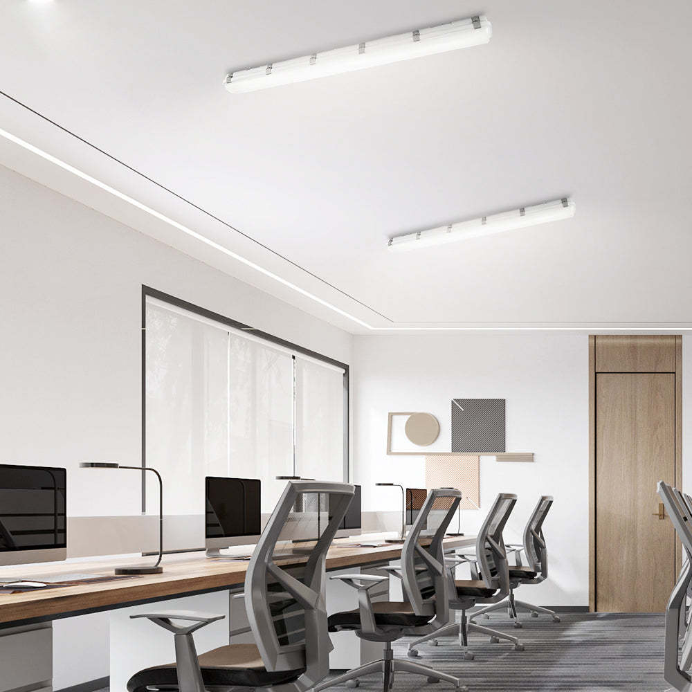 White Linear Vapor Tight LED Flush Mount Light