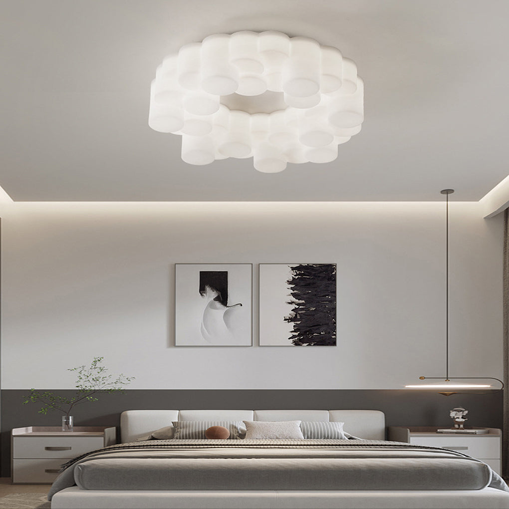 White modern ring honeycomb chandeliers