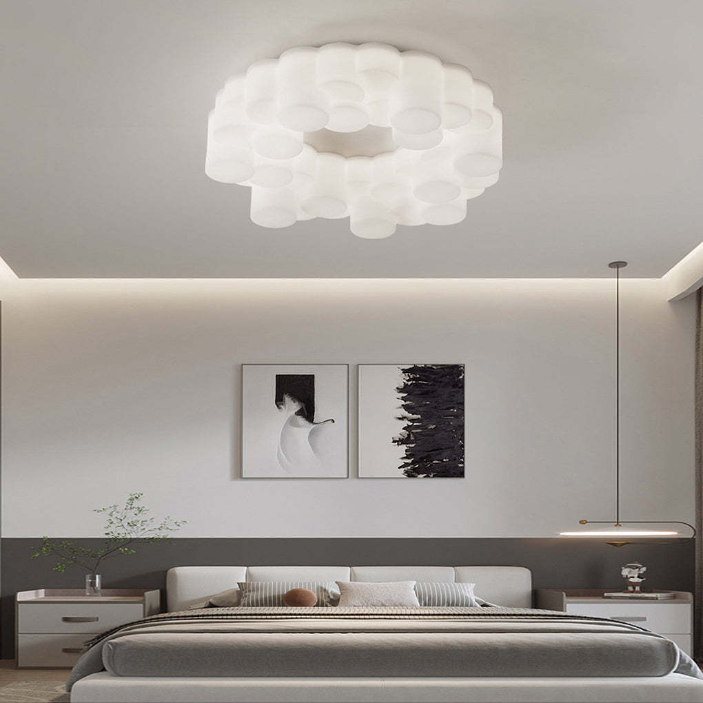 Ring Honeycomb 3-Step Dimming LED White Nordic Chandelier