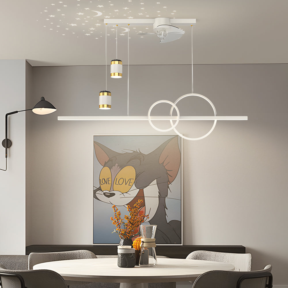 3-Step Dimming Projection Dining Fan Chandelier