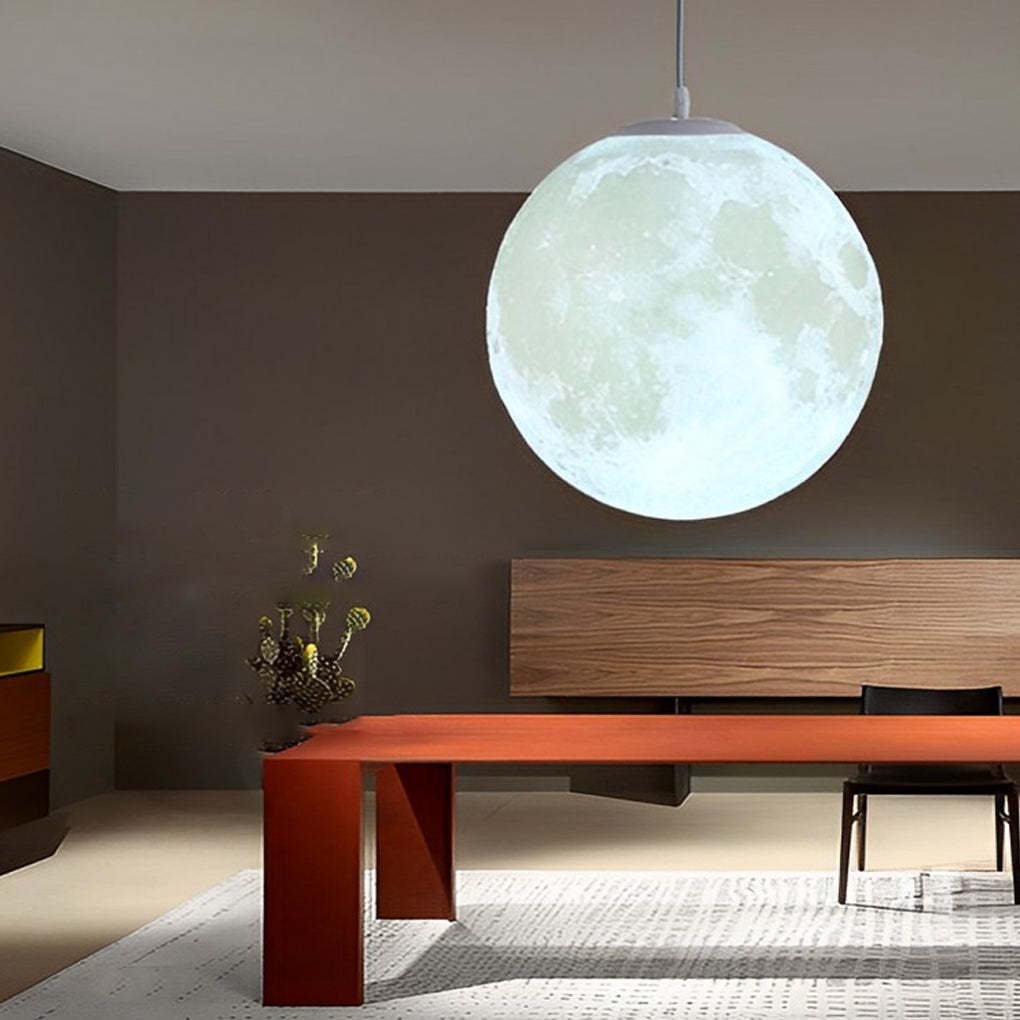 Round Moon Lunar 3D White Pendant Lamp