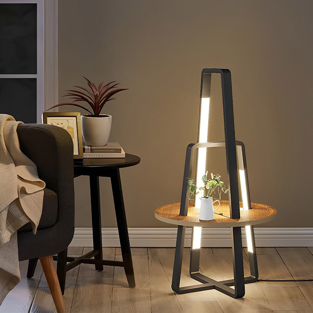 63" Modern Metal LED Tray Floor Lamp