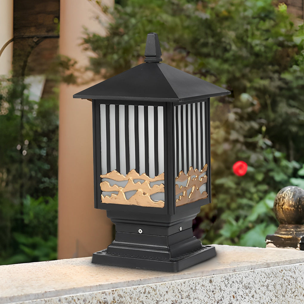 Retro Scenery Black Vintage Solar Fence Post Light