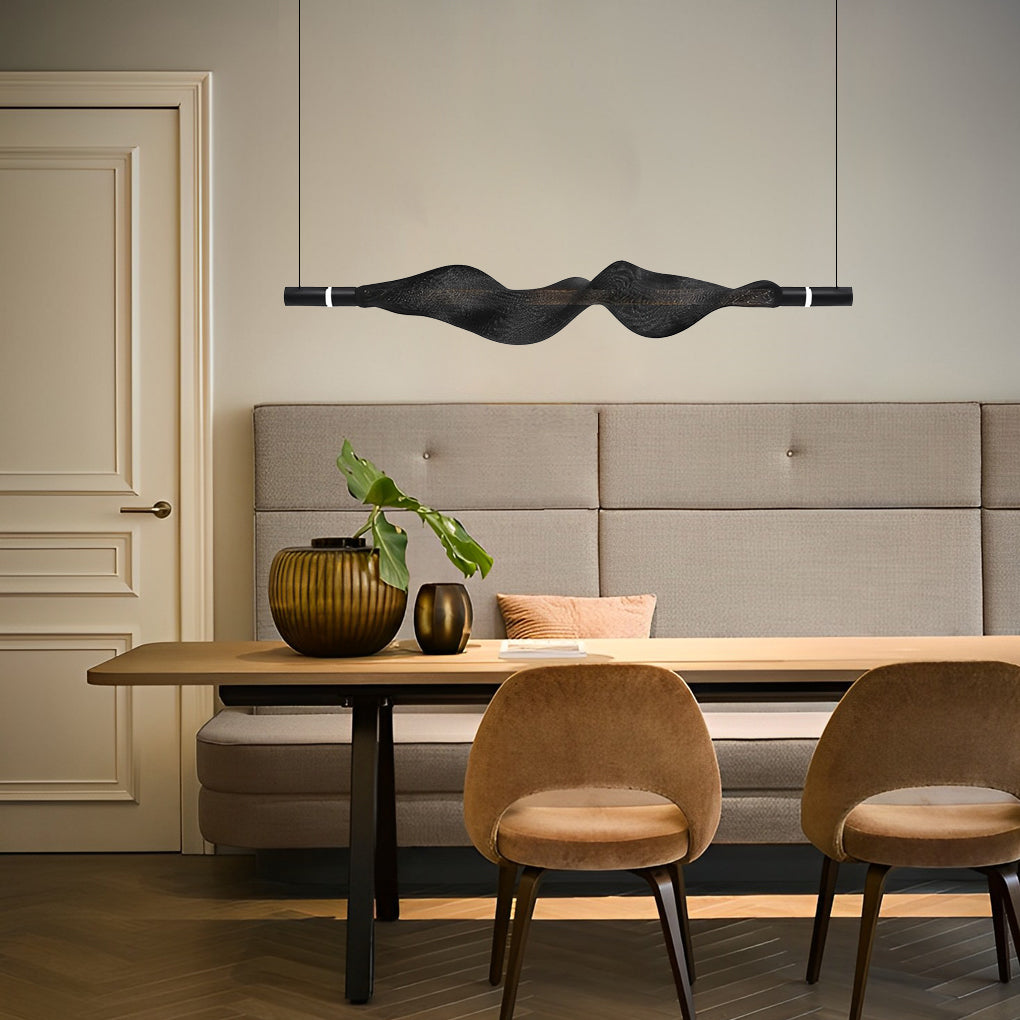 Minimalist strip plated black pendant lighting — Matte Black